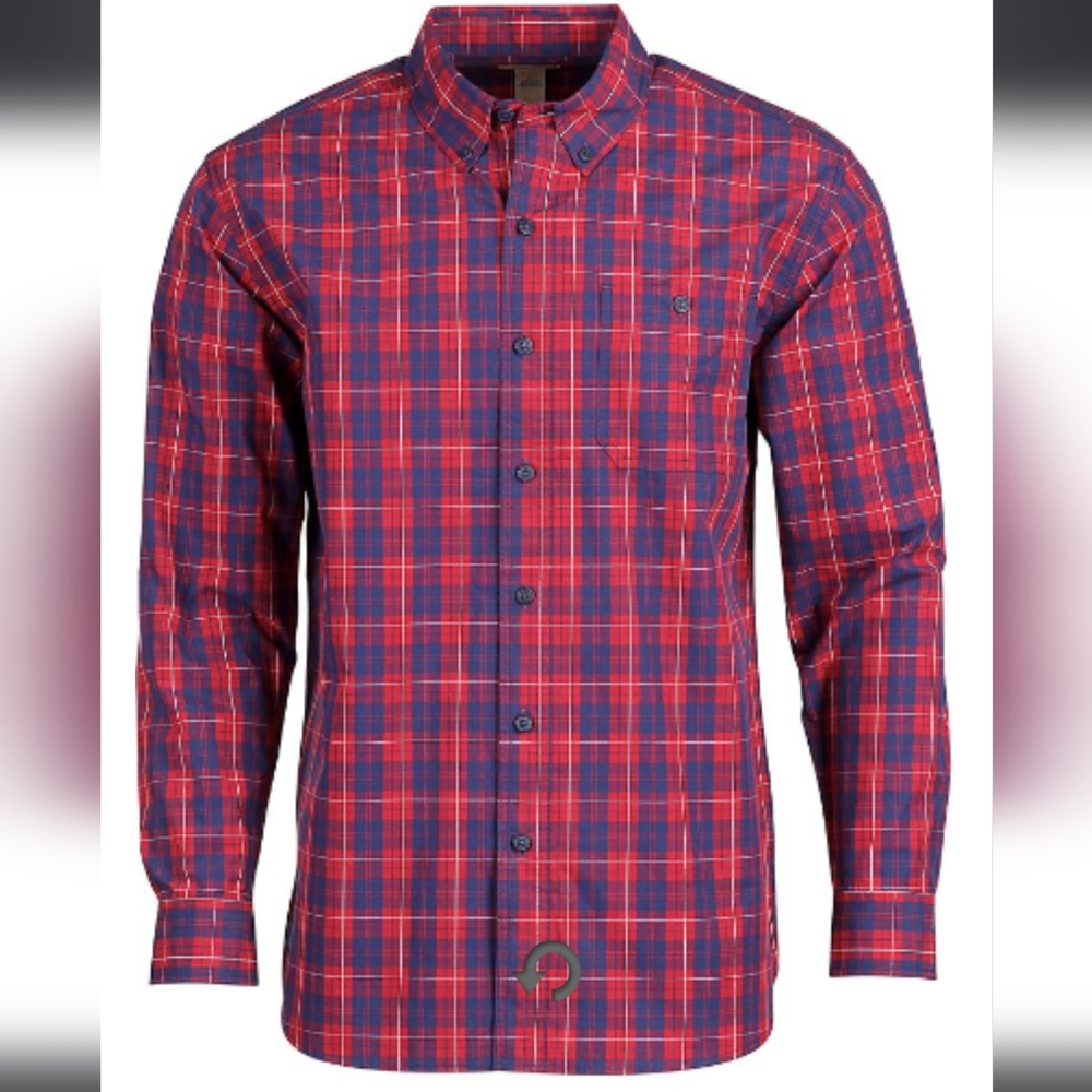 BLUE MOUNTAIN Poplin Flannel Long Sleeve Red Button-Down Shirt Size XL